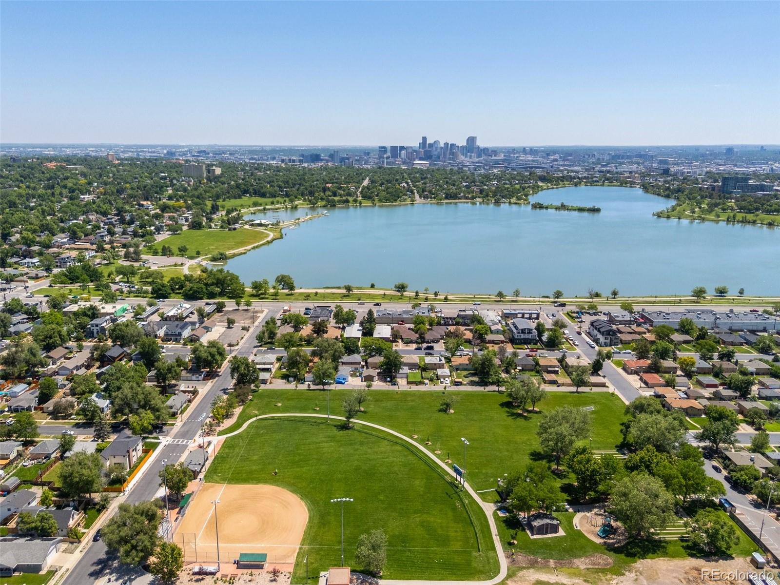 2577 Depew Street Edgewater, CO 80214 - Photo 44 of 47 an aerial view of a residential houses with outdoor space and river