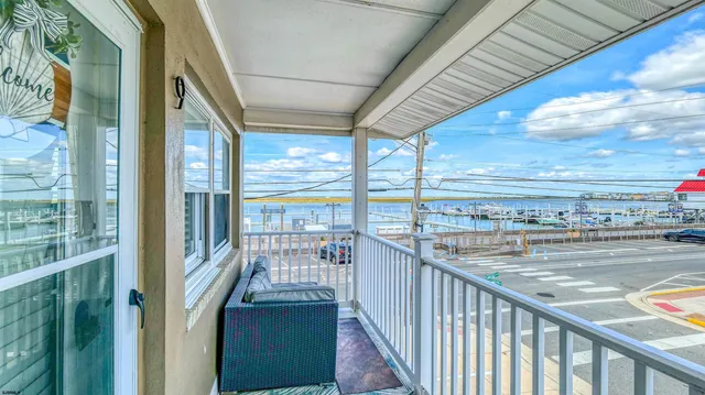 a view of a balcony with city view