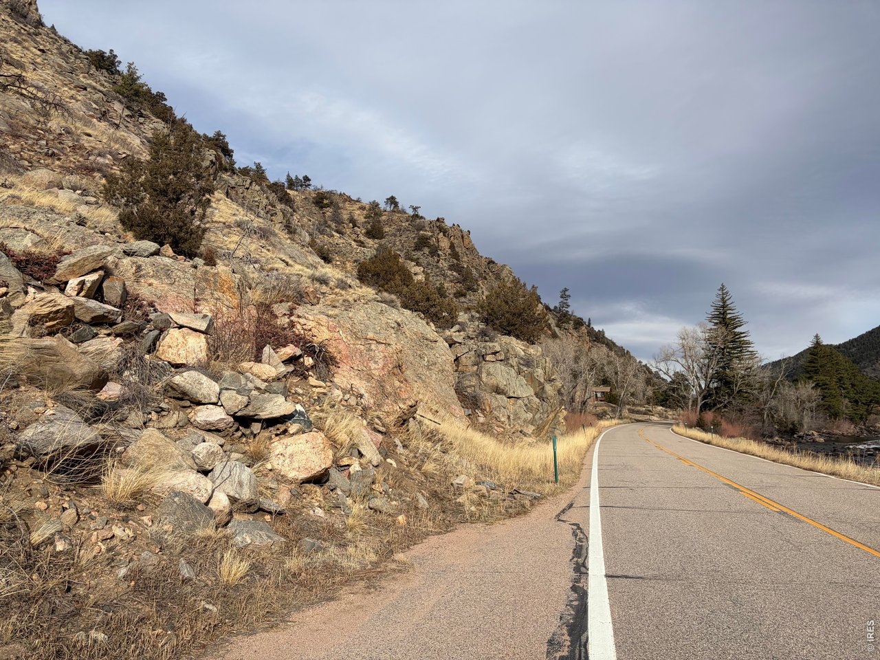 32370 Poudre Canyon Road Bellvue, CO 80512 - Photo 4 of 30 a view of a city street with tall trees