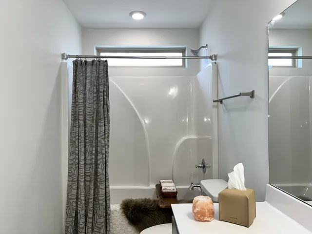 a bathroom with a shower