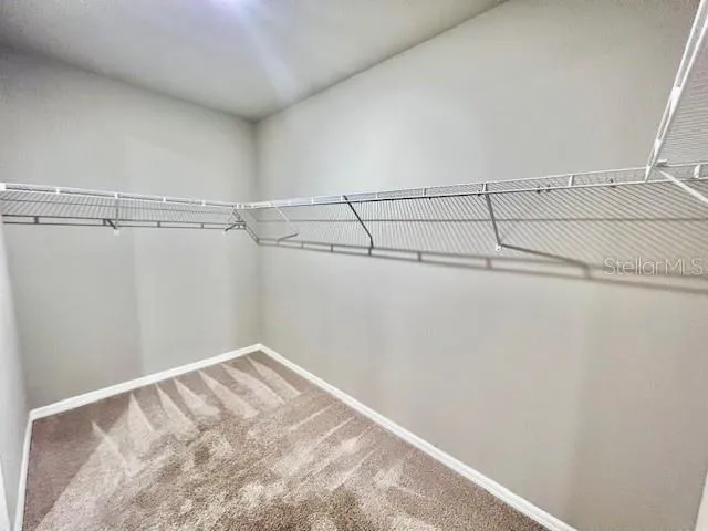 a view of a room with racks on the wall