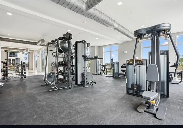 a view of a room with gym equipment