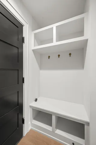 a view of an empty walk in closet