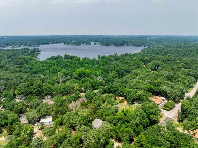 a view of a lake with a city