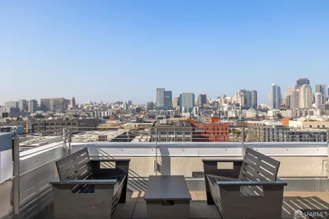 a outdoor space with patio couches and a potted plant
