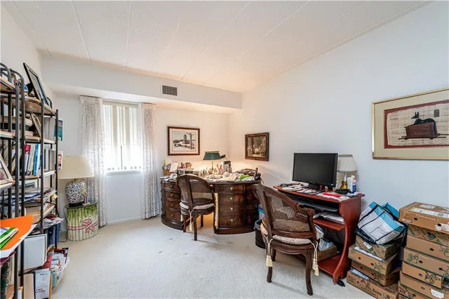 a room with a table and a chair