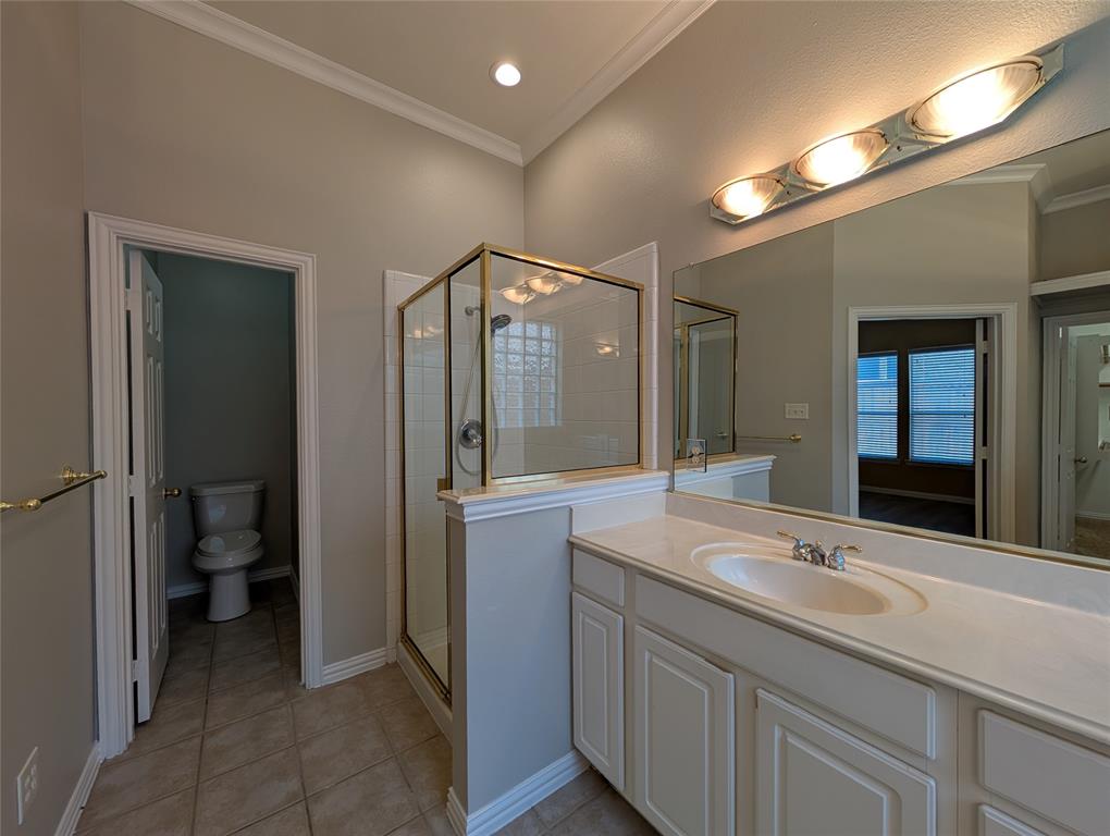 6620 Crator Drive McKinney, TX 75070 - Photo 16 of 26 a bathroom with a sink and mirror