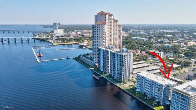 a city view with tall buildings