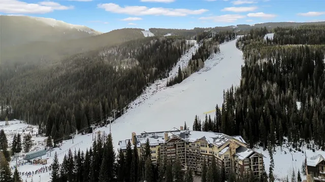 a view of a lake with a mountain in the background