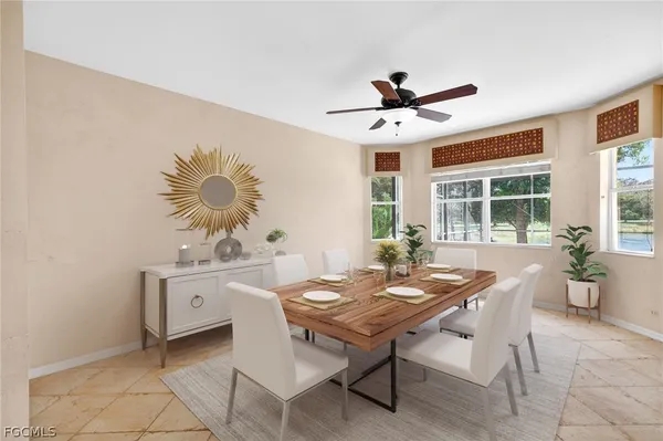 a workspace with furniture and window