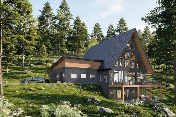 a view of a large brick building next to a yard