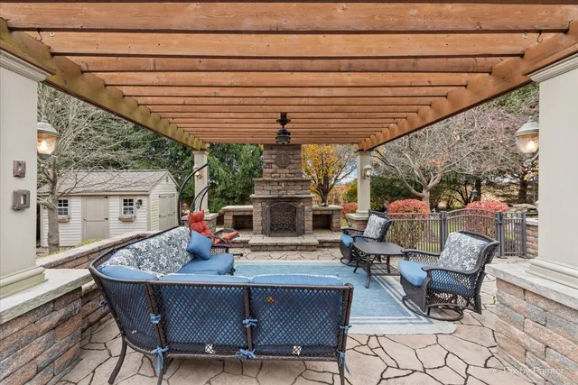 an aerial view of a house with swimming pool