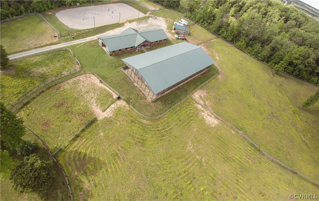 19290 Vontay Road Maidens, VA 23102 - Photo 14 of 49 Aerial view of the stable, indoor arena, outdoor&#
