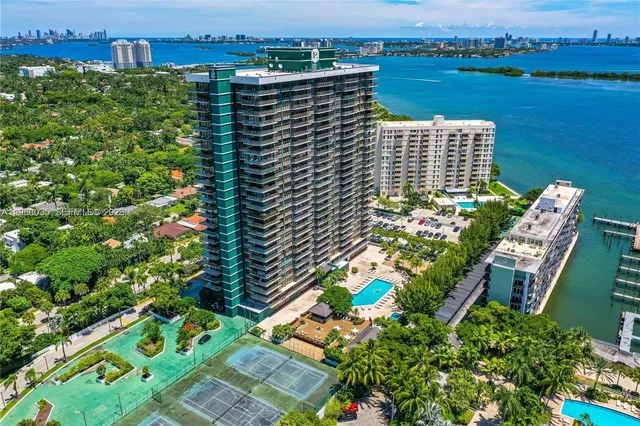 a view of a city and lake