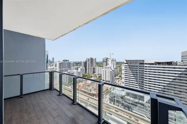 a view of a city from a balcony