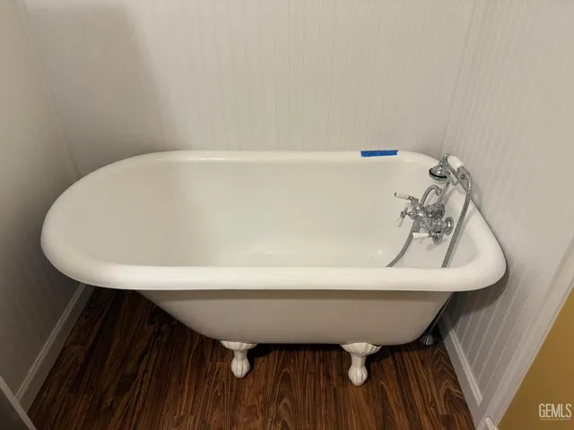 a view of a bathtub in bathroom