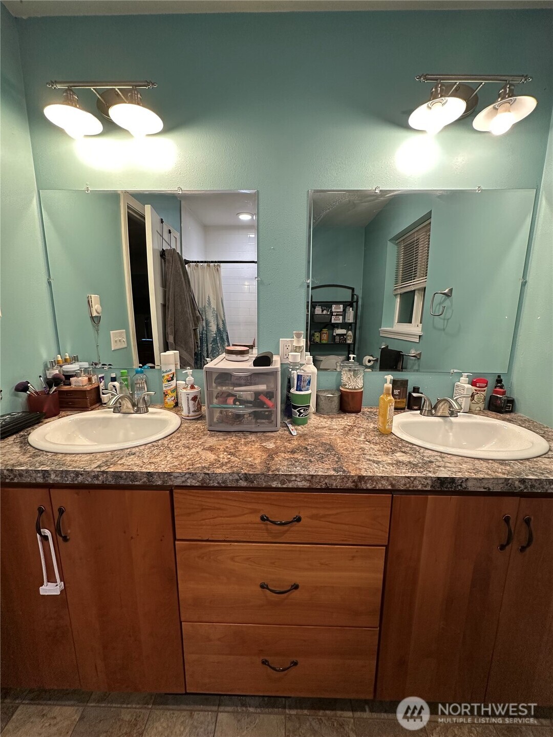 180 A Mossyrock Road West Mossyrock, WA 98564 - Photo 15 of 27 a bathroom with a granite countertop sink and a mirror