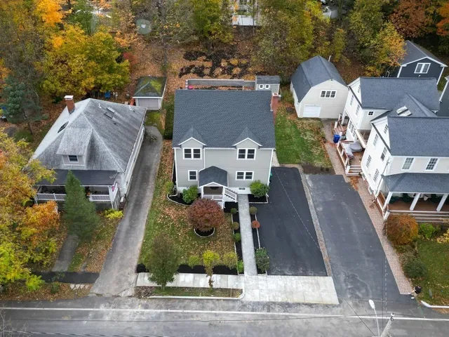 an aerial view of a house