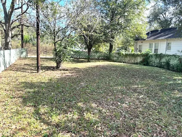 a view of a yard with trees