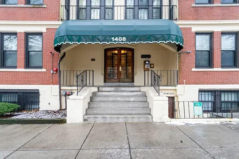a view of a building with a window