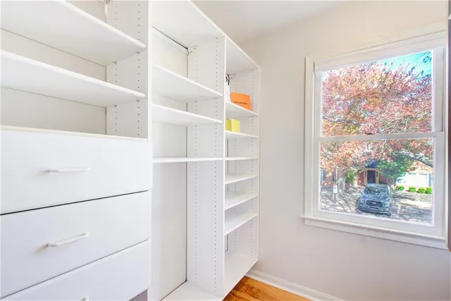 a view of a closet in a room
