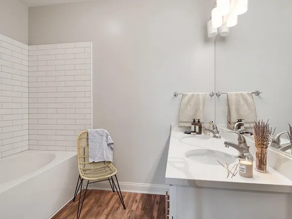 a bathroom with a sink and a bathtub