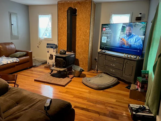 a bedroom with furniture and a bed