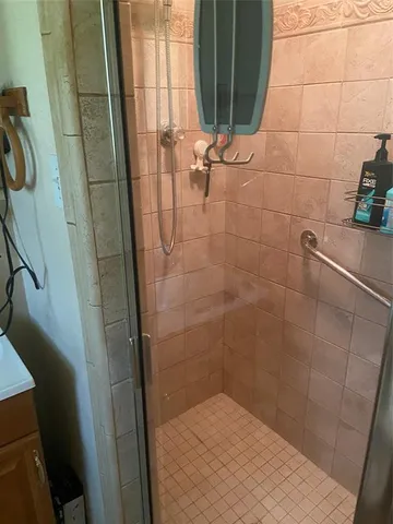 a bathroom with a shower