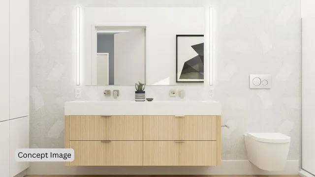a bathroom with a sink toilet and mirror