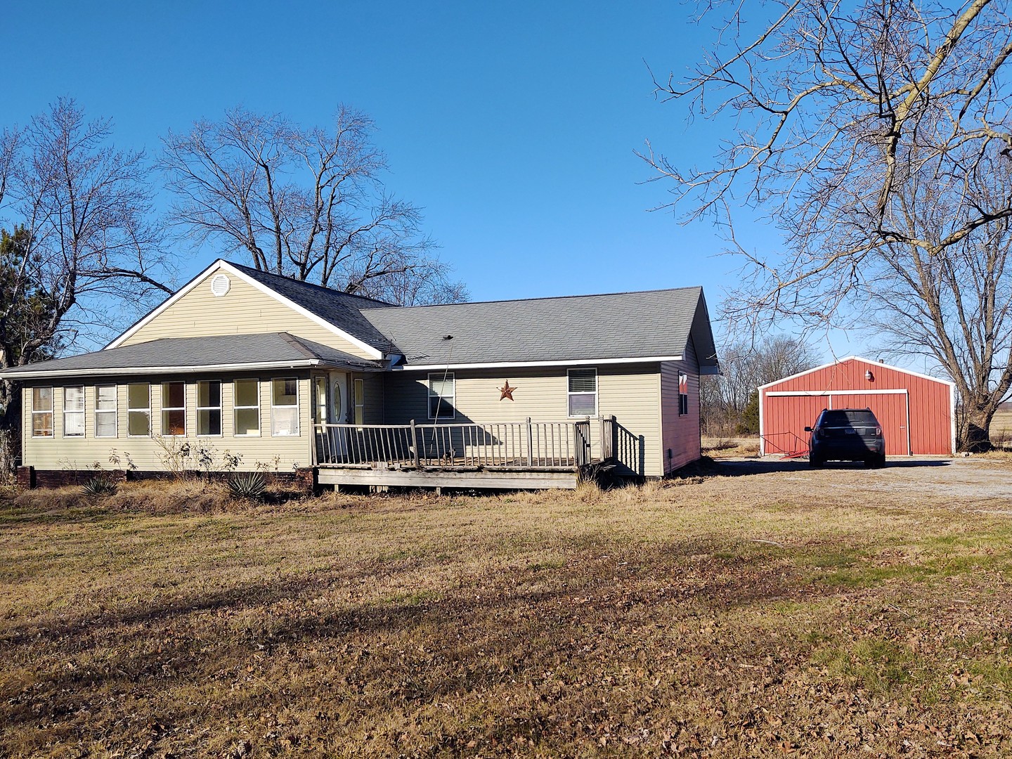 a house with trees in front of it