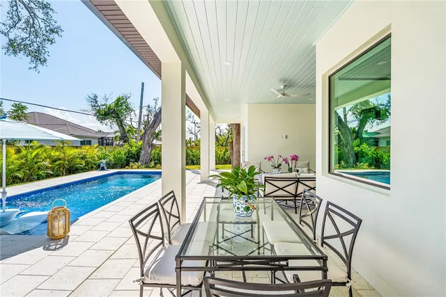 a view of an outdoor space with seating area
