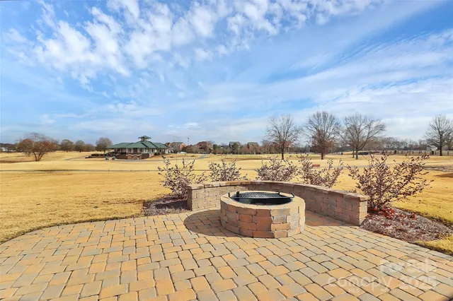 a view of a lake with a terrace