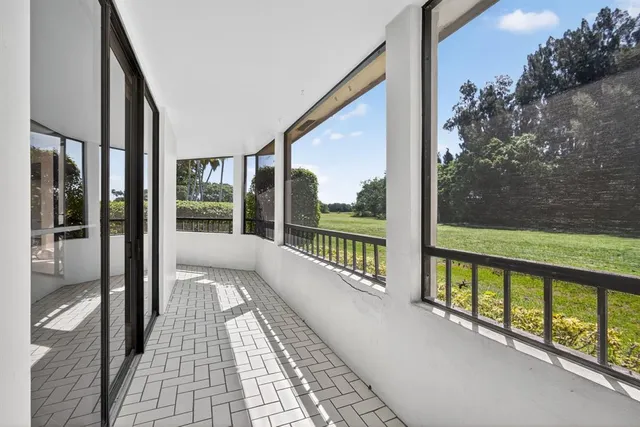 a view of a golf course with a garden