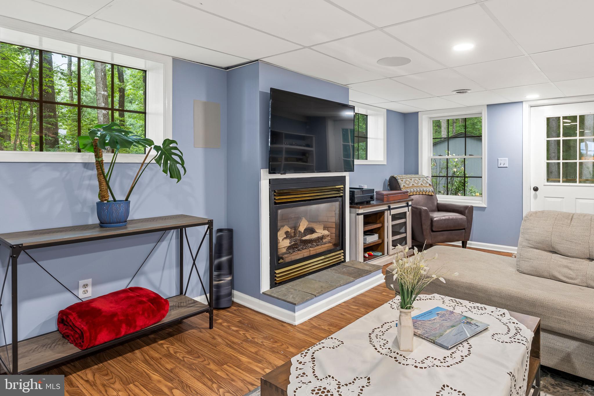 1425 Jacks Shop Road Rochelle, VA 22738 - Photo 30 of 56 a living room with furniture a flat screen tv and a fireplace
