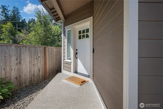 a view of balcony and wooden floor
