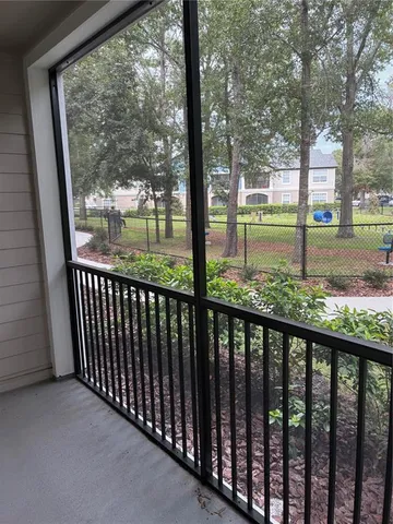 a view of a street from a balcony