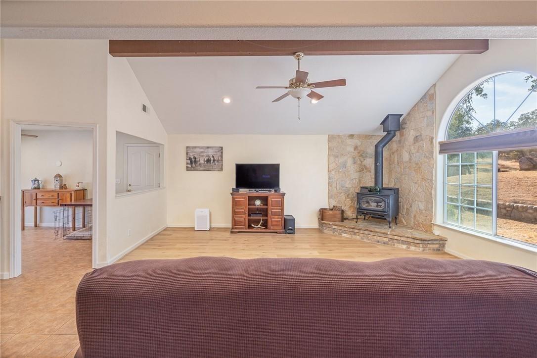 32057 River Knolls Road Coarsegold, CA 93614 - Photo 3 of 73 a living room with furniture a flat screen tv and a fireplace
