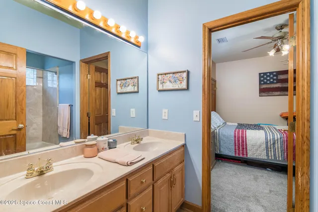 an aerial view of a house