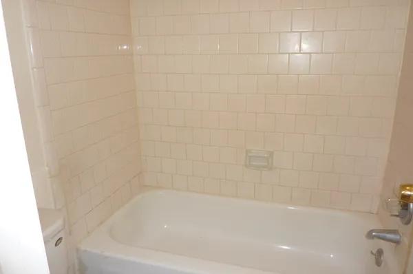 a bathroom with a bathtub