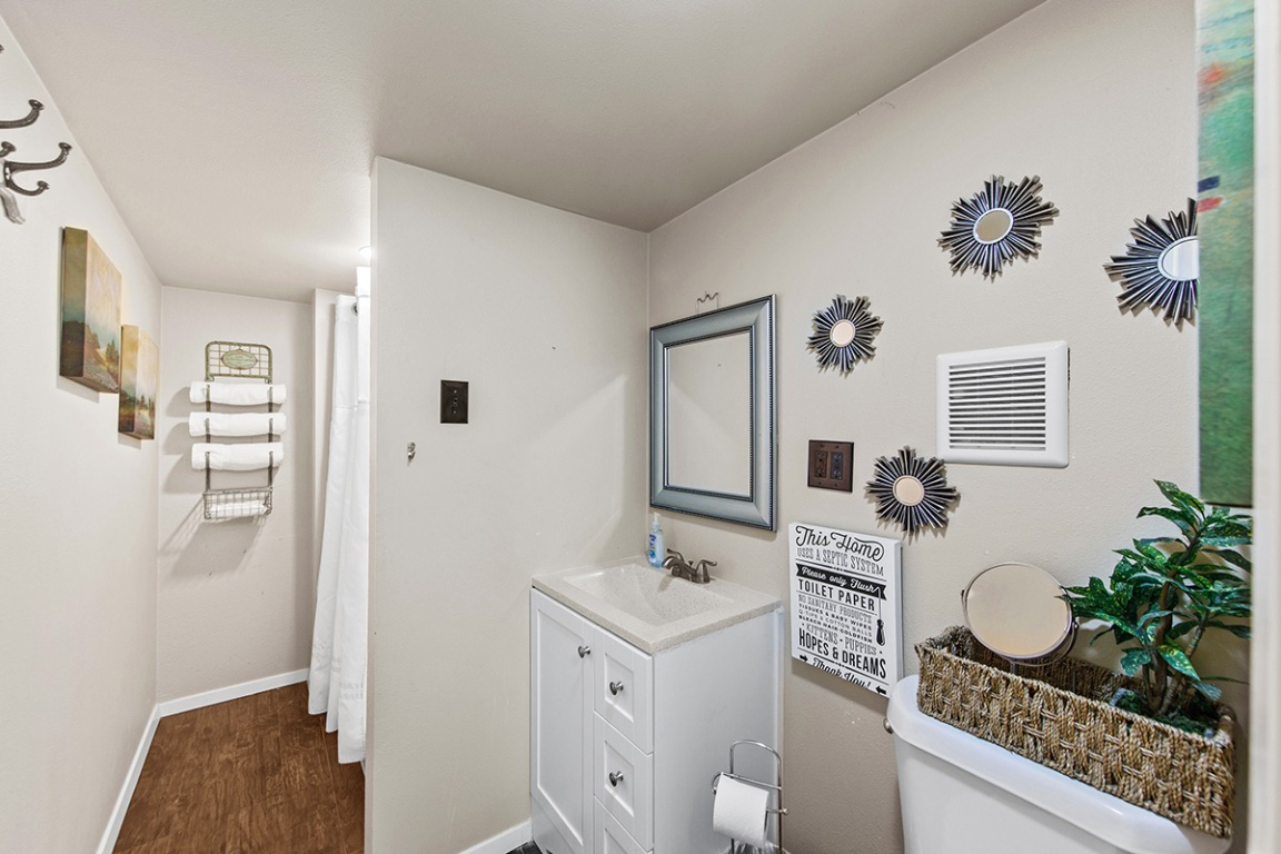 411 Whitetail Ridge Dripping Springs, TX 78620 - Photo 20 of 40 a bathroom with a sink mirror and vanity