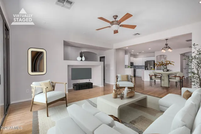 a living room with furniture