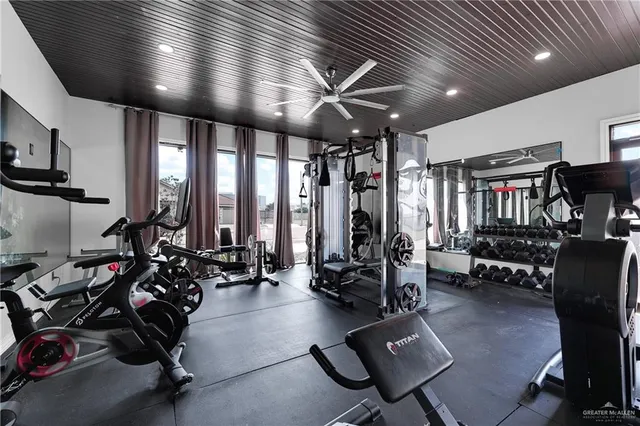 a view of a room with gym equipment