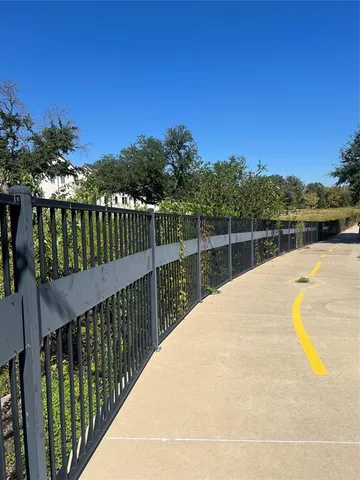 a view of a balcony with a large window