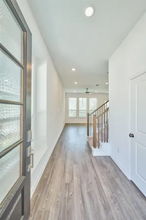 a view of entryway with wooden floor