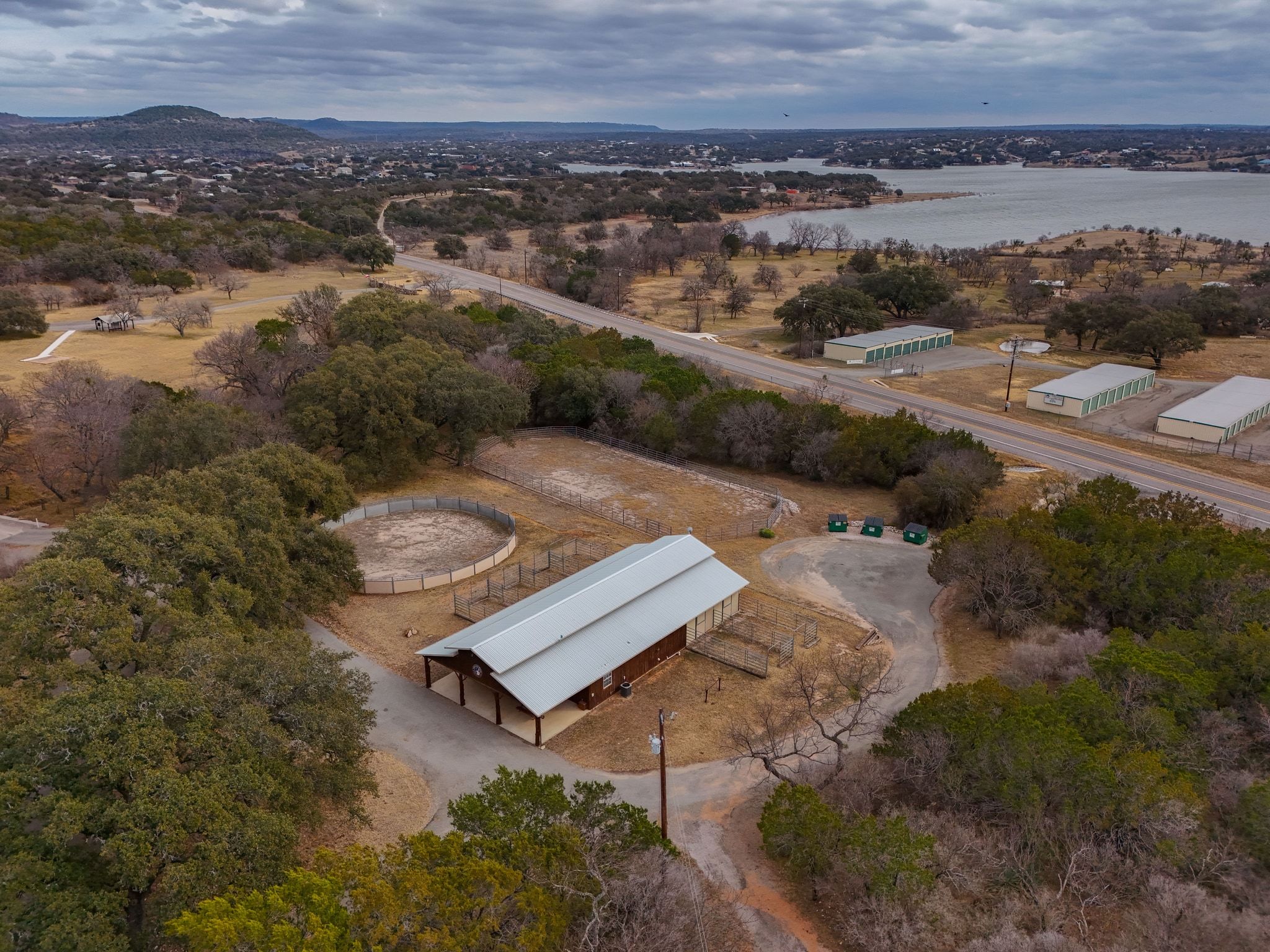 2551 Wolf Creek Ranch Road Burnet, TX 78611 - Photo 39 of 40 Aerial overview of property's location featuring a water and mountain view