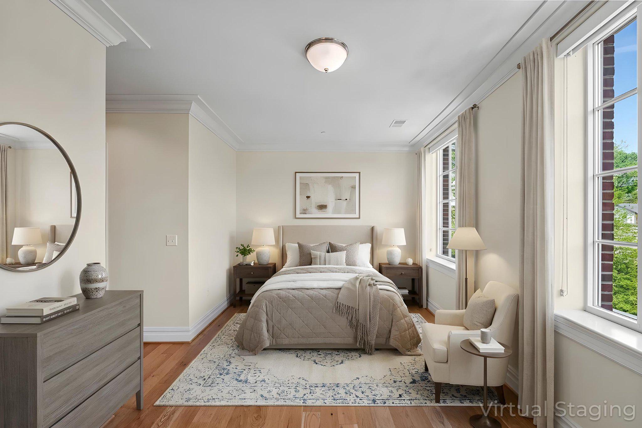 6900 Fleetwood Road, Unit 318 McLean, VA 22101 - Photo 20 of 63 a bedroom with a large bed and a window