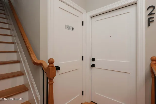 a view of a hallway with closet