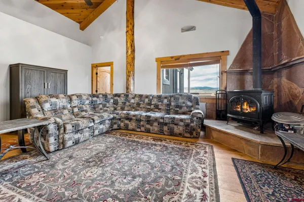 a living room with furniture and a couch