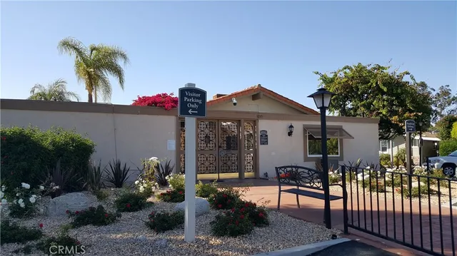a front view of a house with patio
