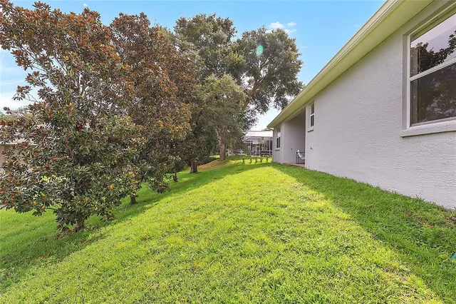 a backyard of a house with lots of green space